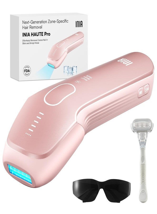 INIA Laser Hair Removal with Ice-Cooling Care for Women and Men, HAUTE Pro Painless at-Home IPL Hair Remover for Coarse Hair in Bikini All Body Areas, Latest Generation for Effective Results (Pink) - Image 1